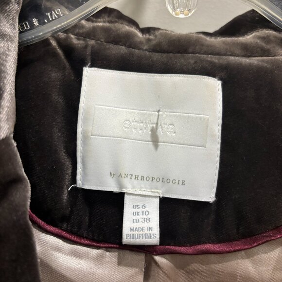Ett:Twa By Anthropologie - Brown shimmery Velvet Single Button Blazer sz 6 - Picture 7 of 8